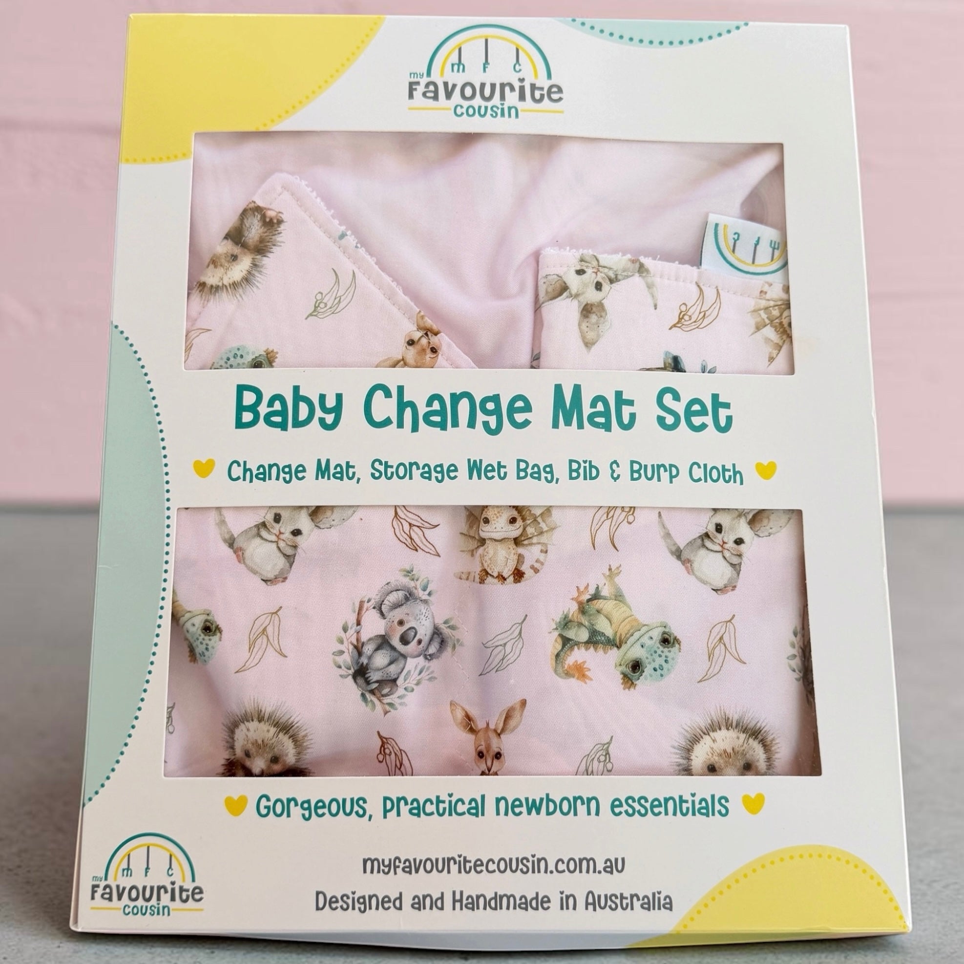 Aussie Babies Pink Baby Change Mat Set