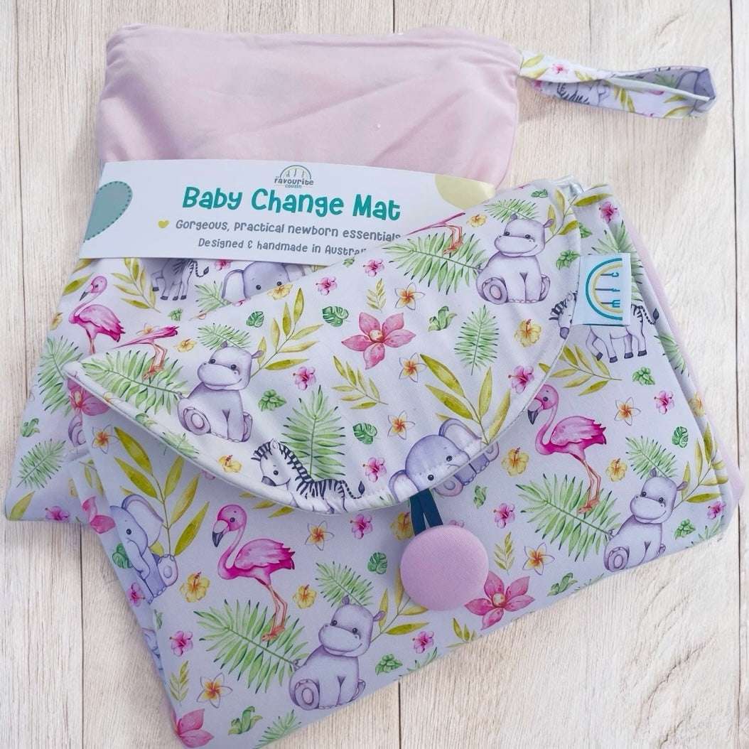 African Jungle Pink Baby Change Mat