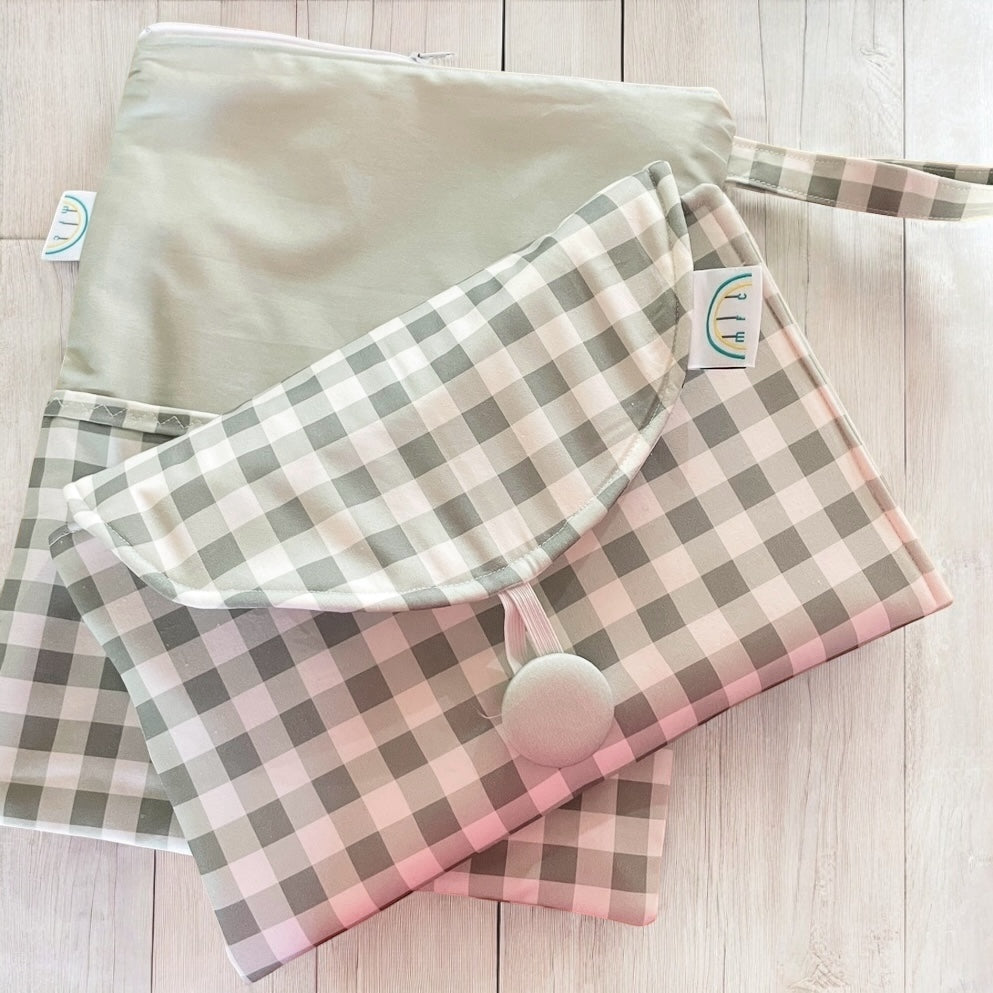 Sage Gingham Baby Change Mat