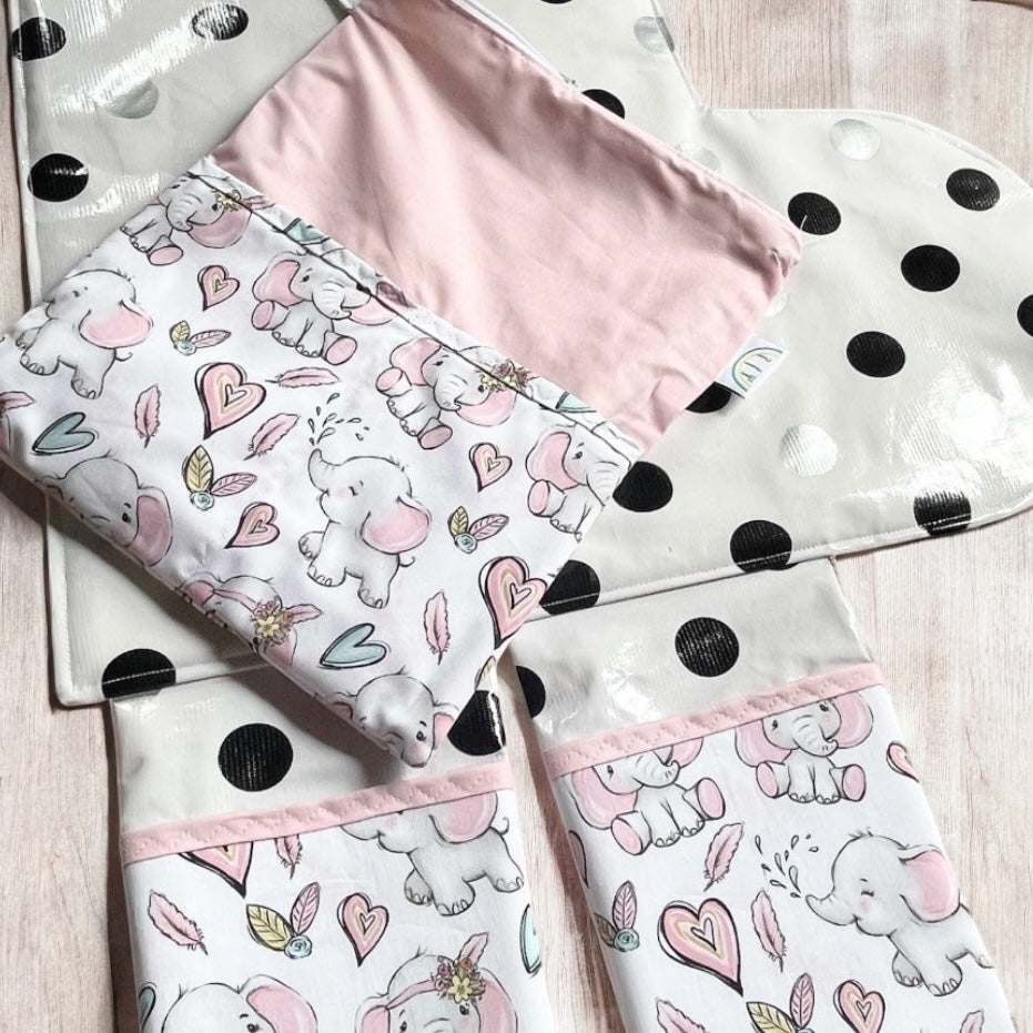 Pink Elephant Baby Change Mat