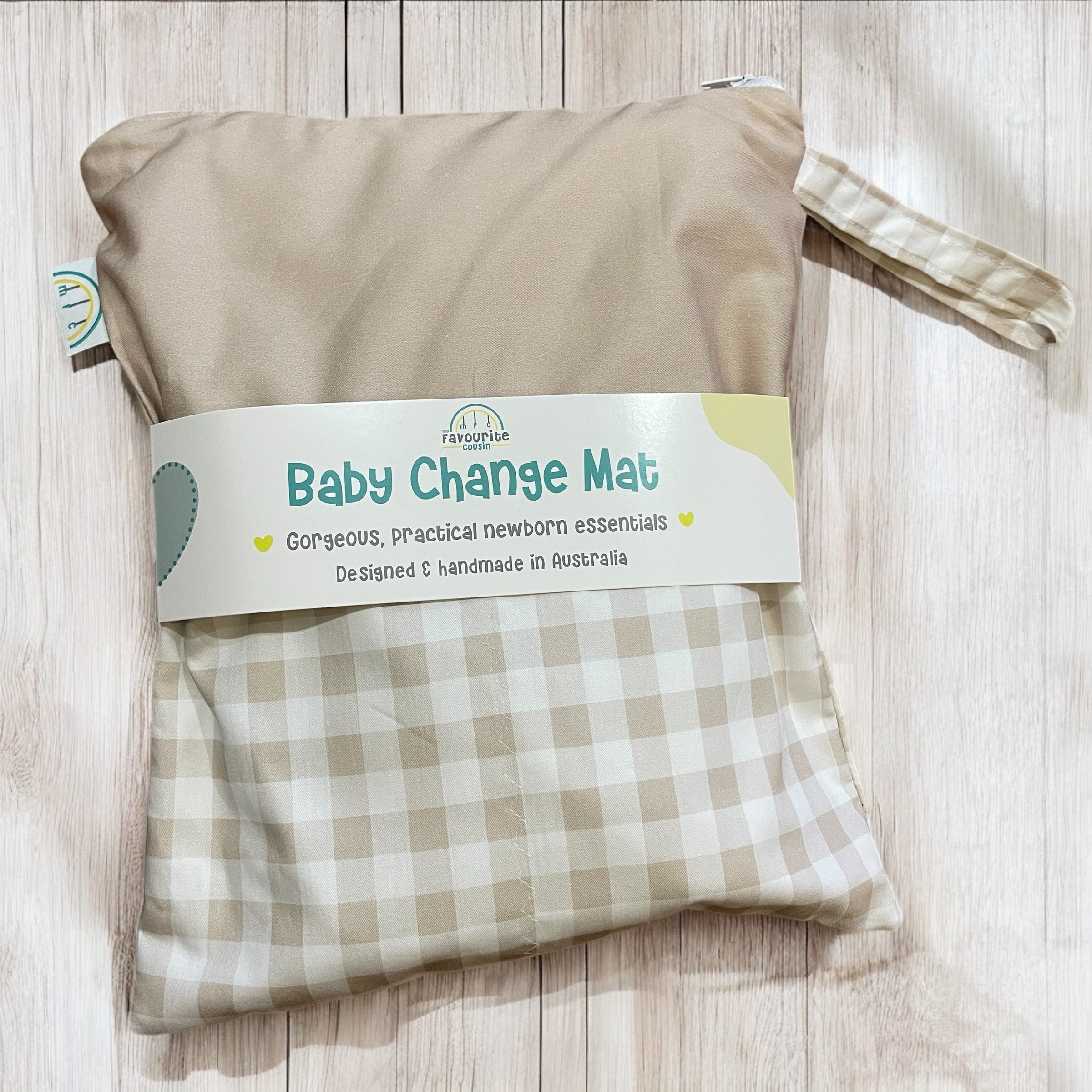 Beige Gingham Baby Change Mat