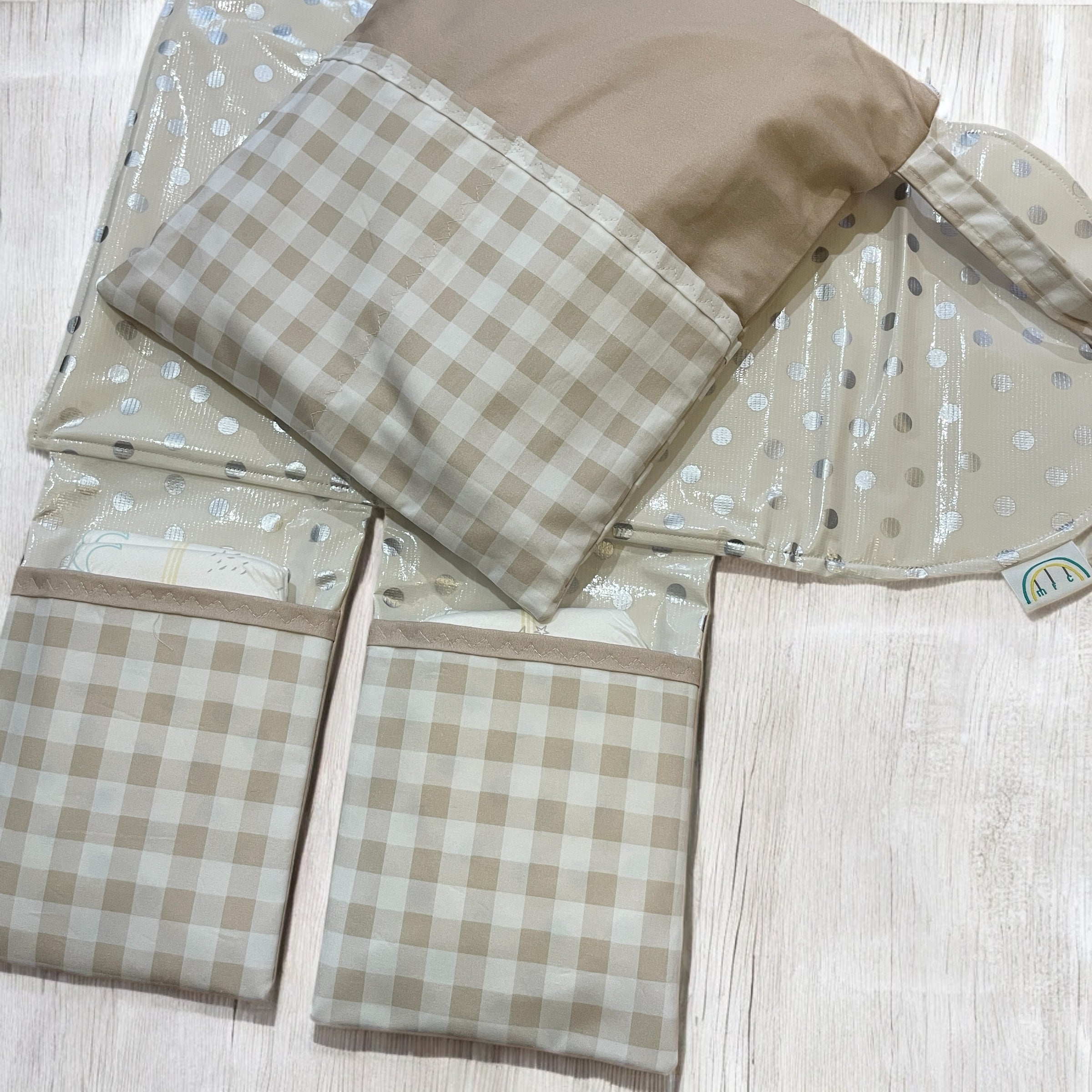 Beige Gingham Baby Change Mat