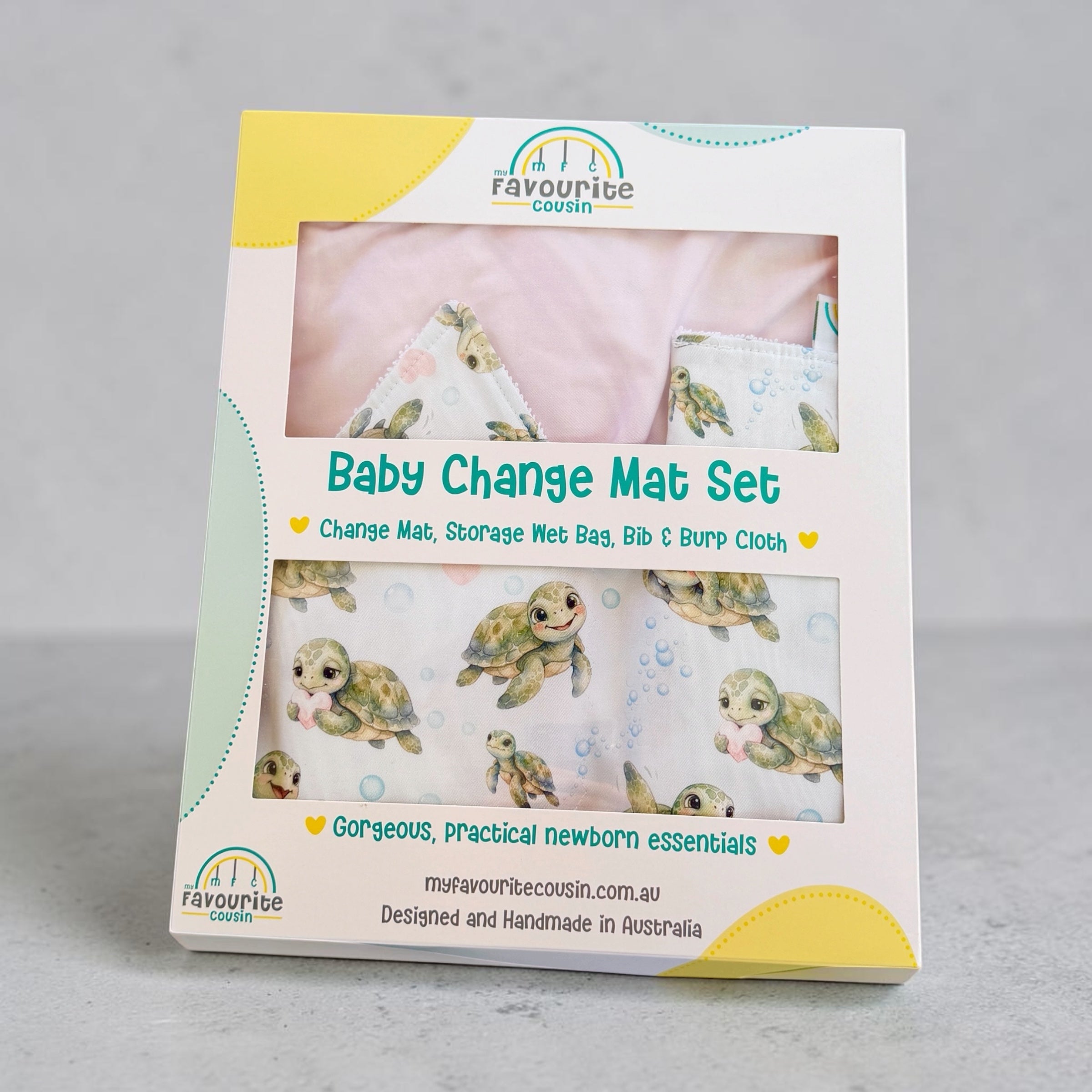Turtley Adorable Pink Baby Change Mat Set