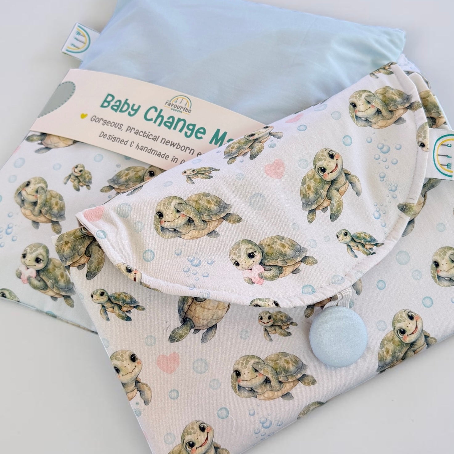 Turtley Adorable Blue Baby Change Mat