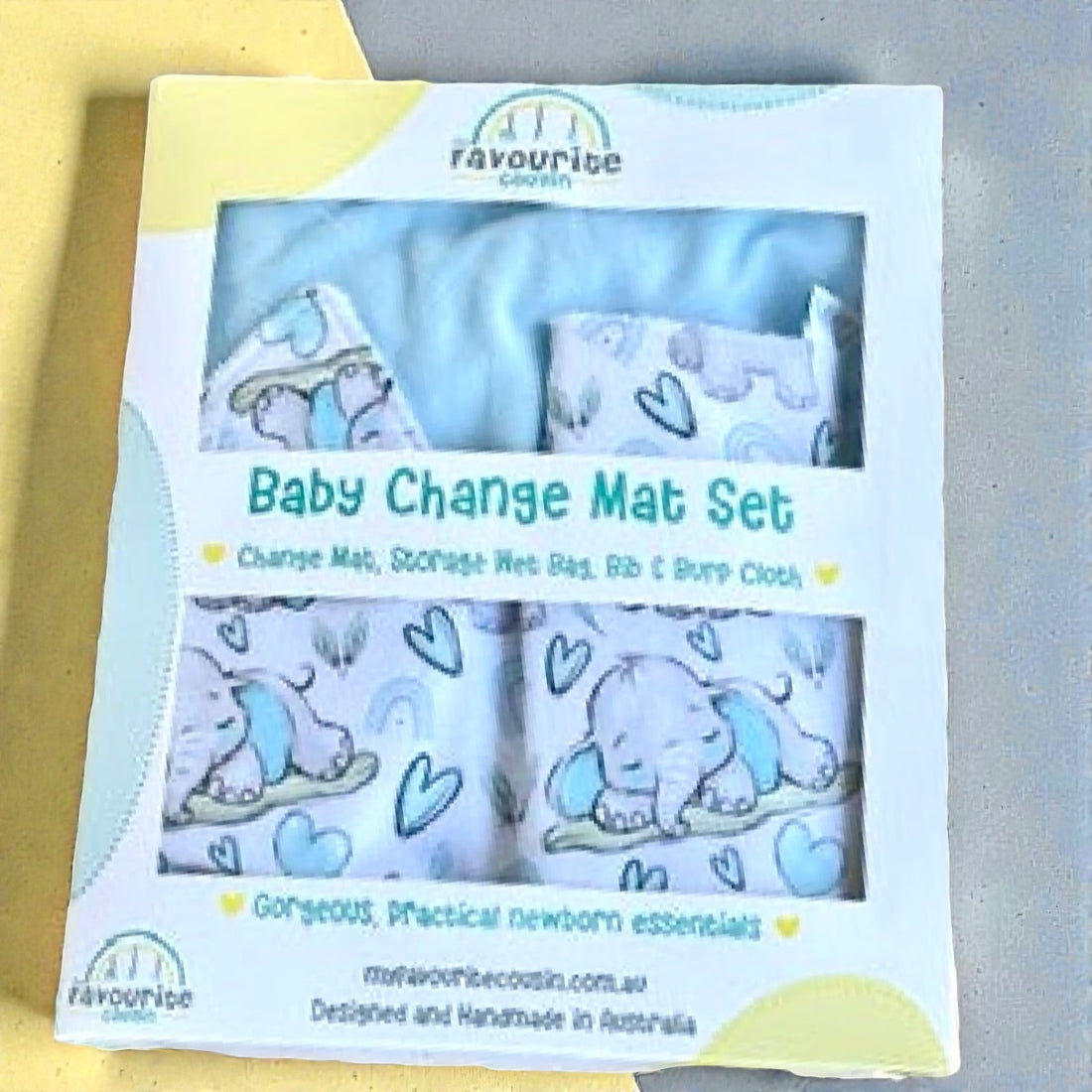 Aqua Elephant Baby Change Mat Set