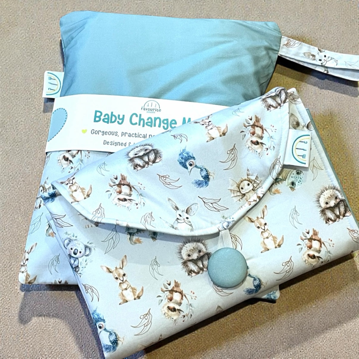 Sage Aussie Animal Baby Change Mat