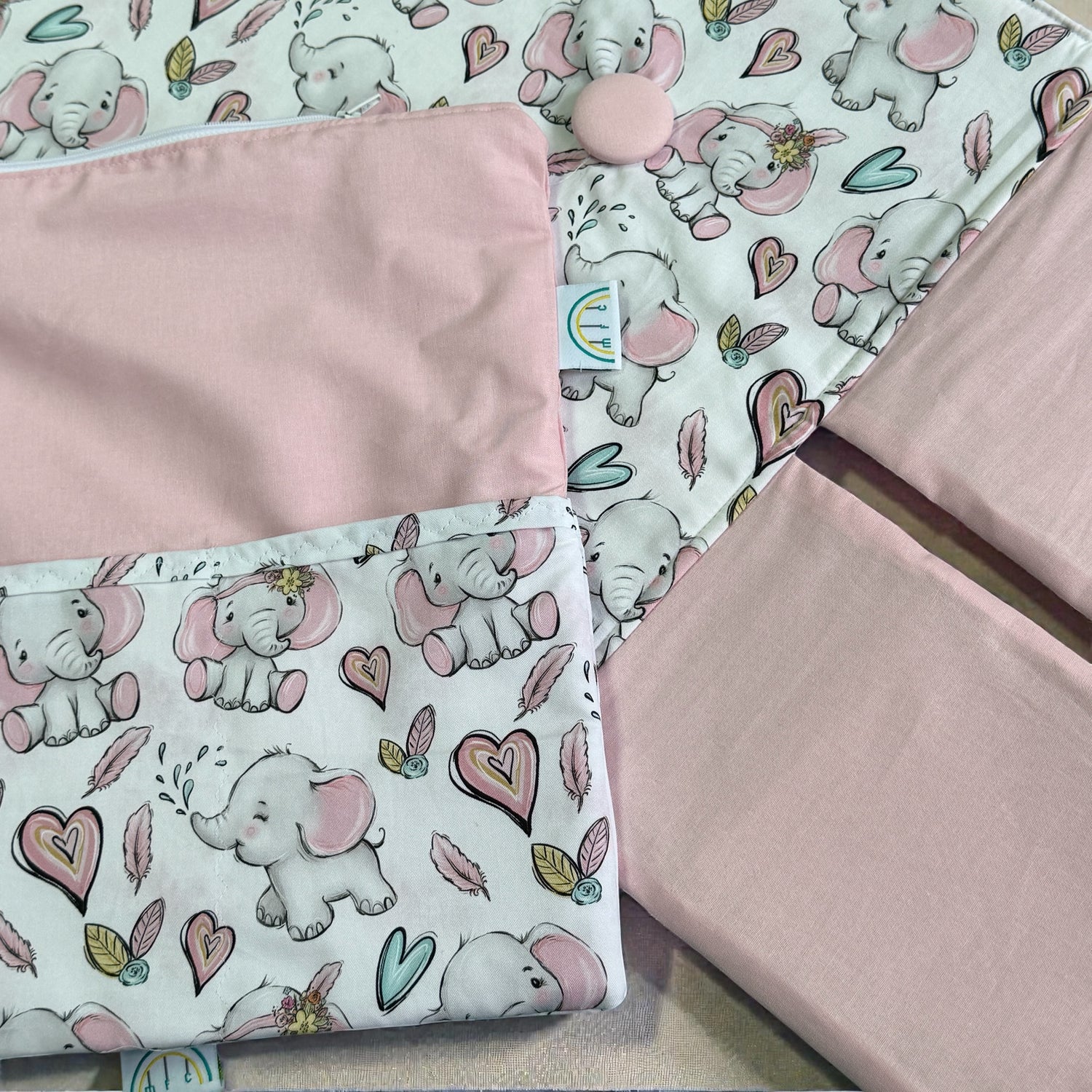 Pink Elephant Baby Change Mat