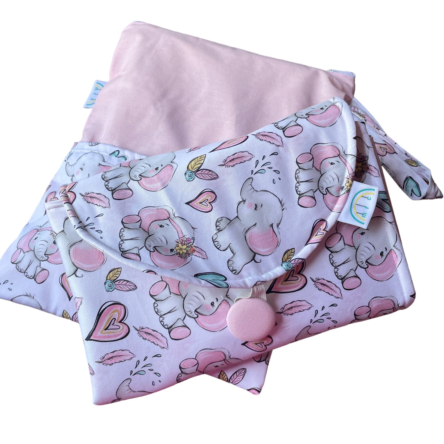 Pink Elephant Baby Change Mat Set