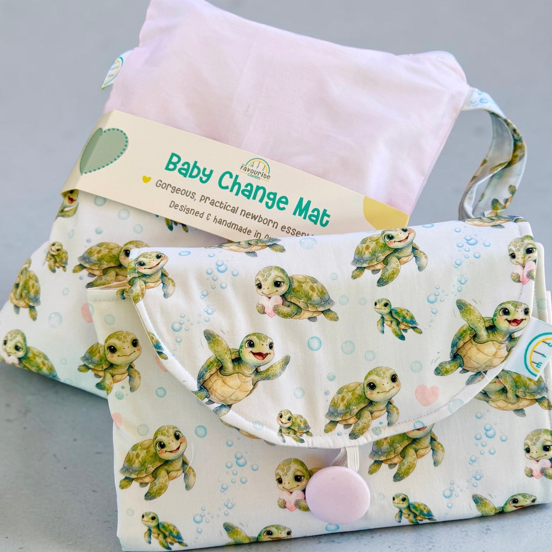 Turtley Adorable Pink Baby Change Mat