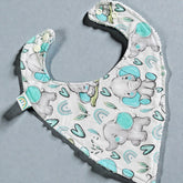 baby dribble bib with blue elephant fabric 