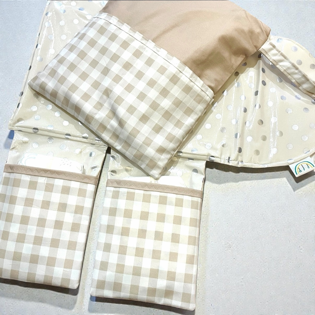 Beige Gingham Baby Change Mat