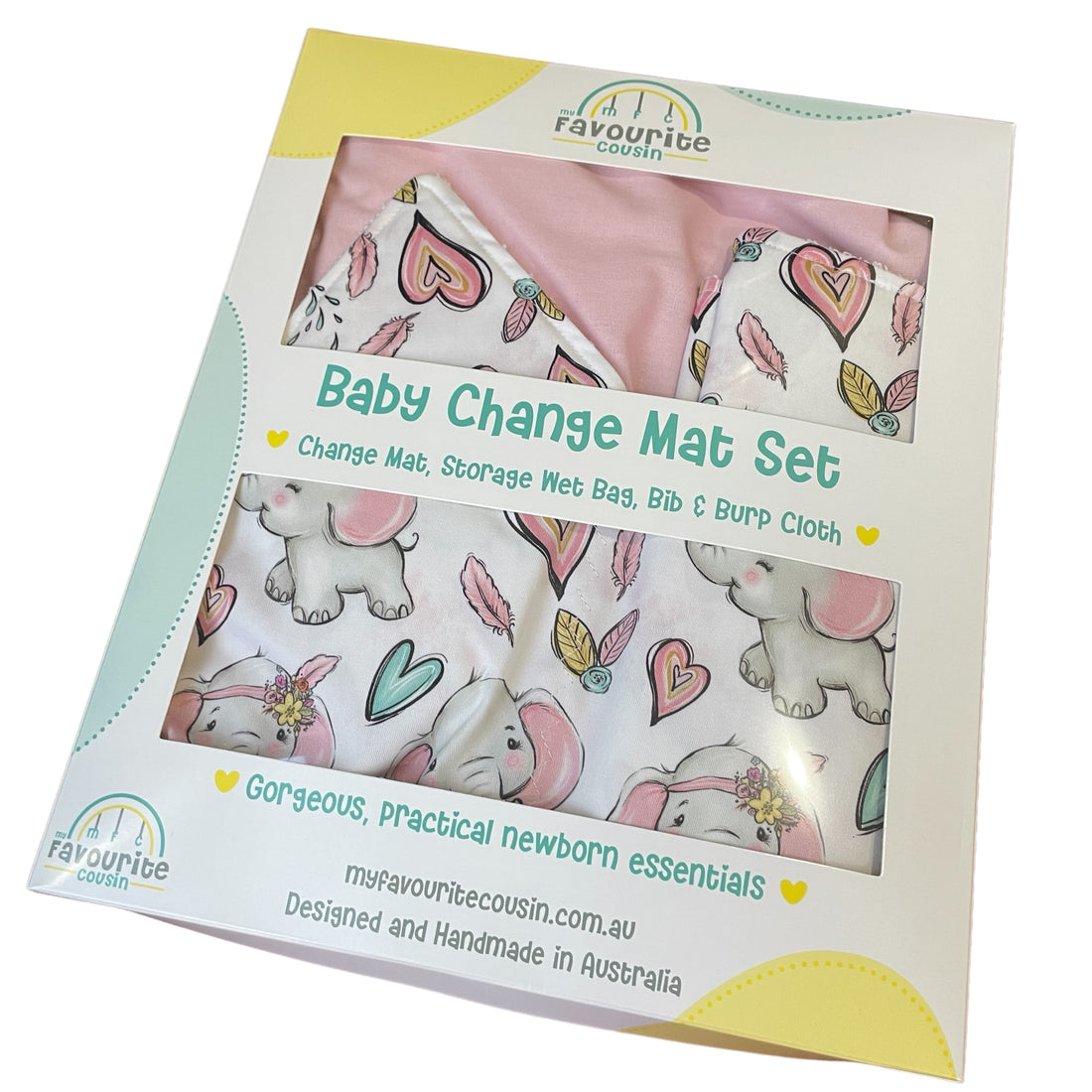 Pink Elephant Baby Change Mat Set