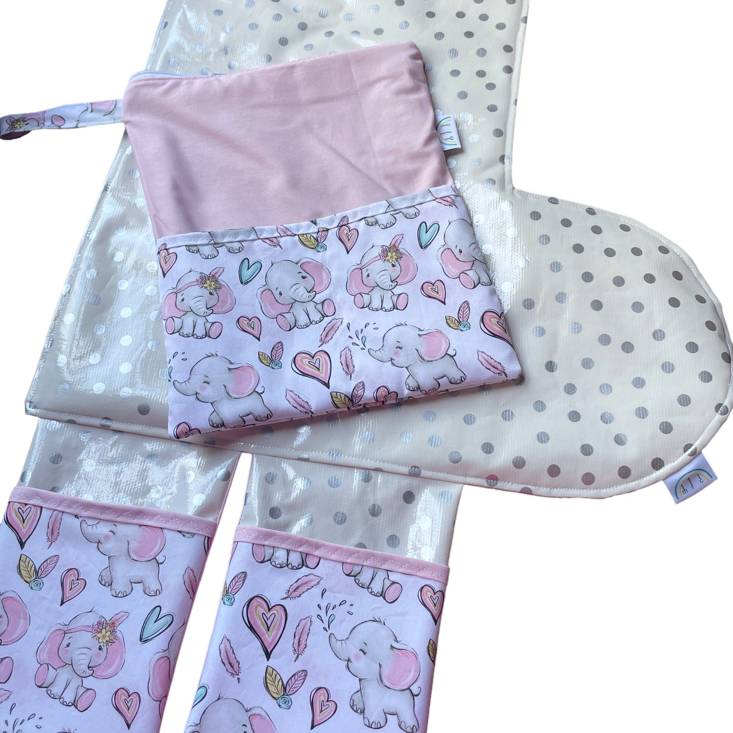 Pink Elephant Baby Change Mat Set