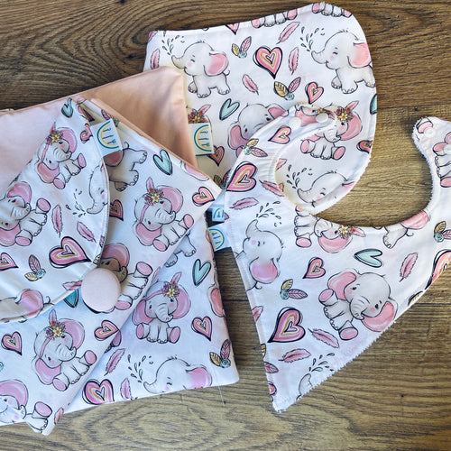 Pink Elephant Baby Gift Set